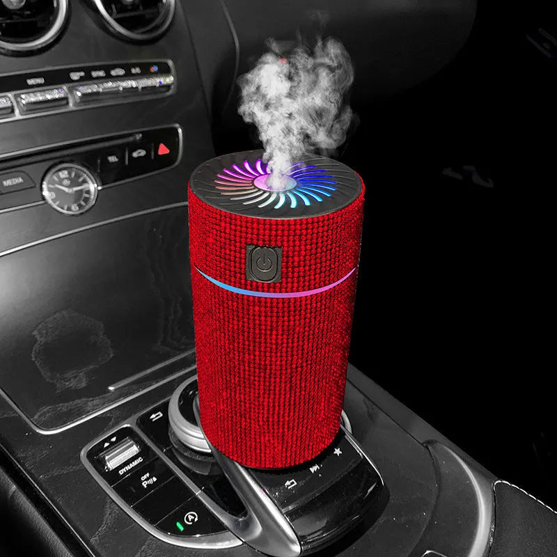 Car mounted air purification humidifier with USB cable in one of seven colour options