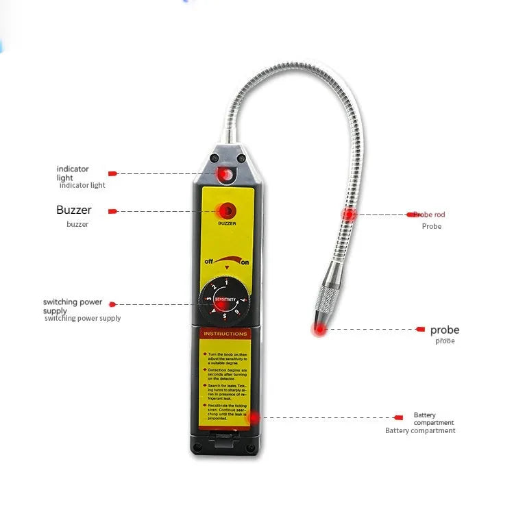 WJL-6000 halogen leak detector with 20cm probe for automotive refrigerant systems