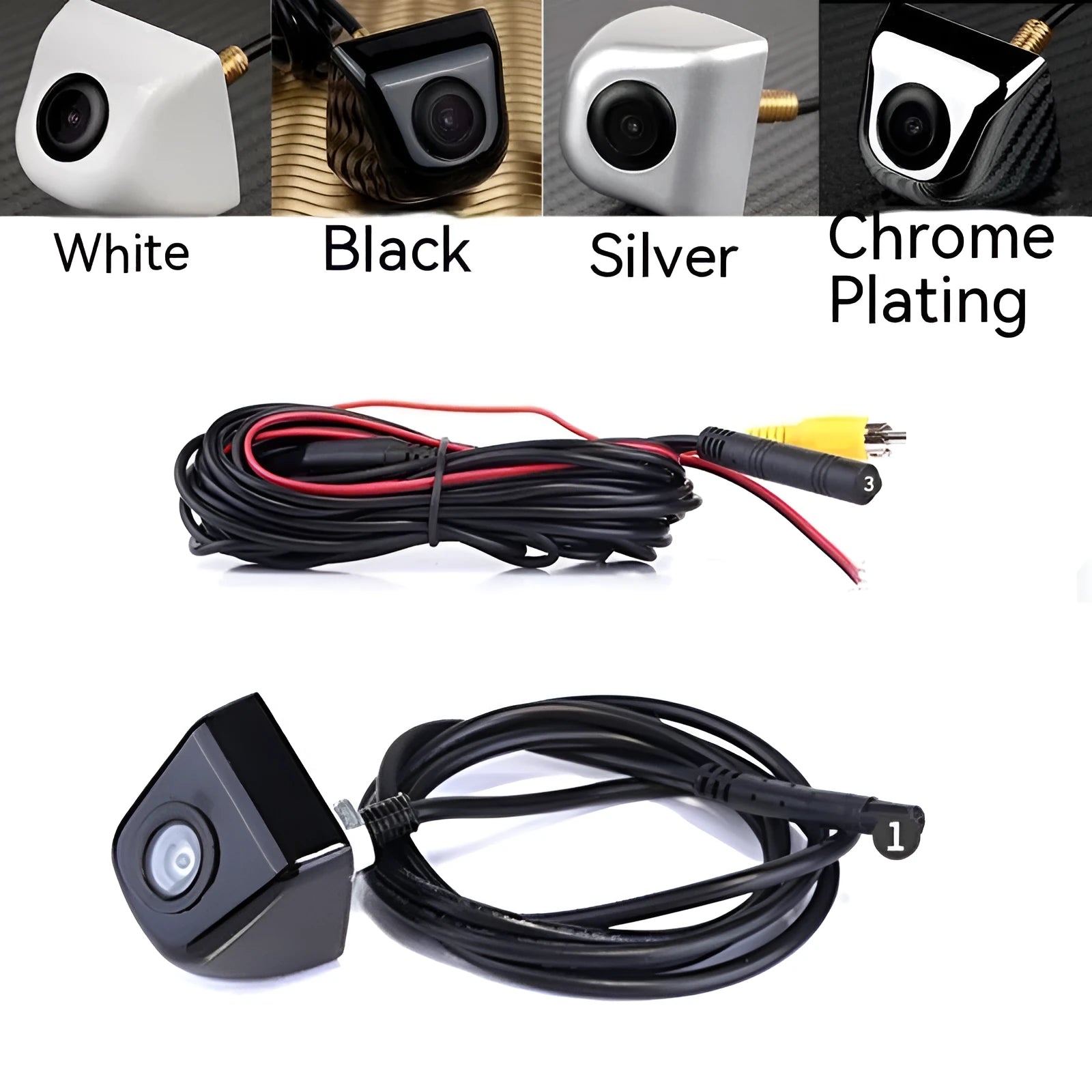 Car reversing camera with metal waterproof shell and integrated wiring
