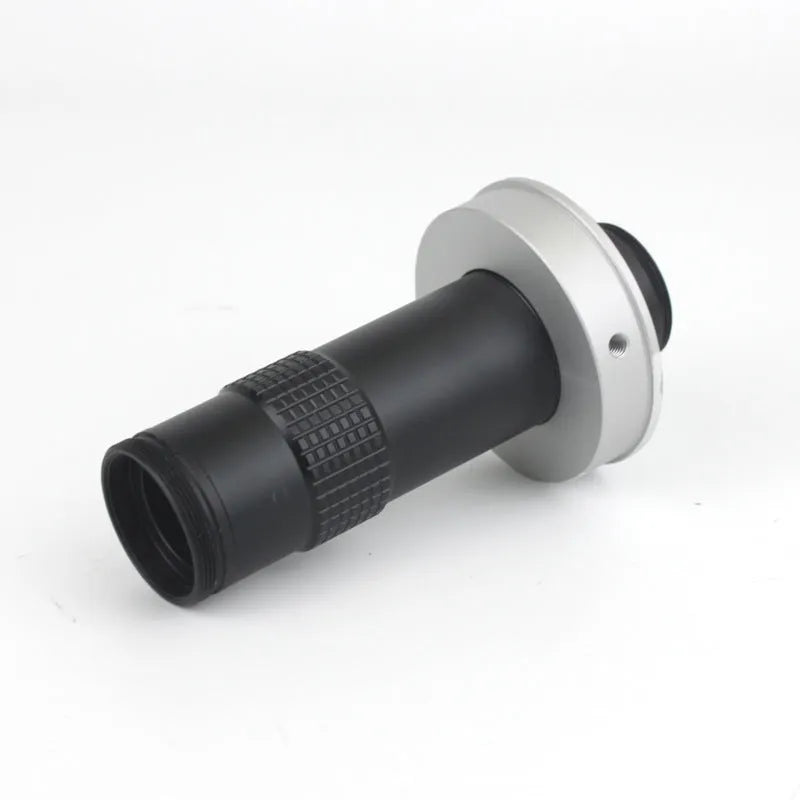 Black cylindrical industrial camera monocular lens for high-magnification inspection