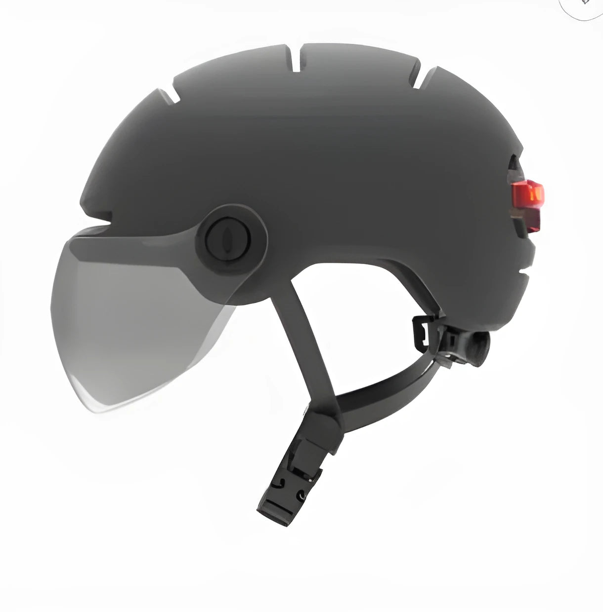 Cycling helmet with built-in rear LED brake light, shown in two sizes M and L