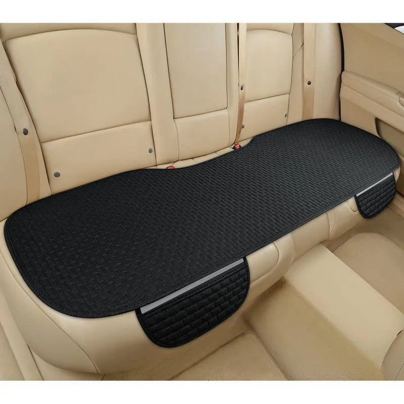 Linen car cushion with plaid pattern in classic black and red, coffee colour, or cream colour options