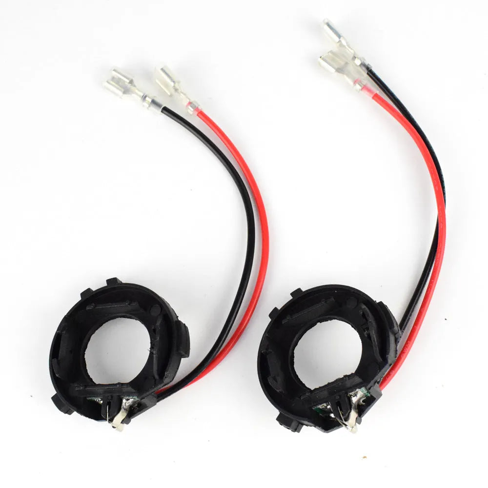 Black H7 LED headlight adapter holder for Volkswagen cars with copper wiring