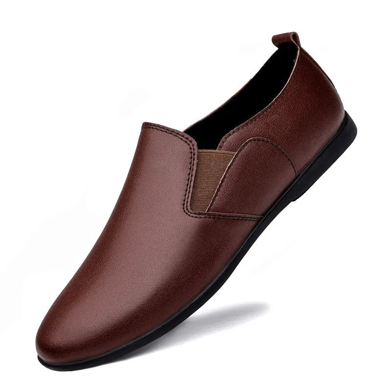 Men's cowhide leather breathable business shoes round toe black colour size 37-46