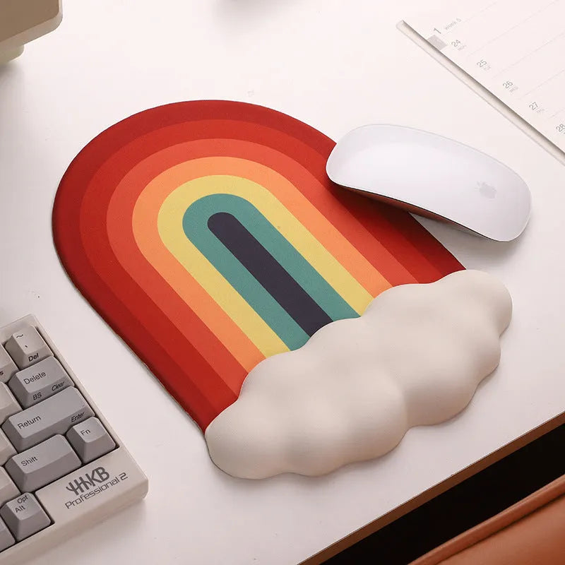 Silicone gel wrist rest mouse pad and matching keyboard support pad with cloud pattern in chosen colour.