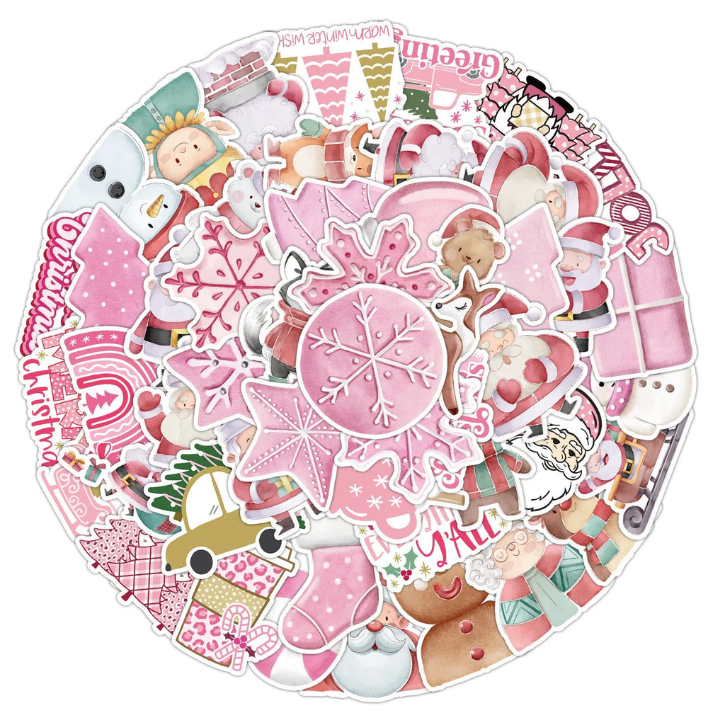 50 Christmas decoration stickers waterproof cute style for car phone laptop guitar 4-8cm