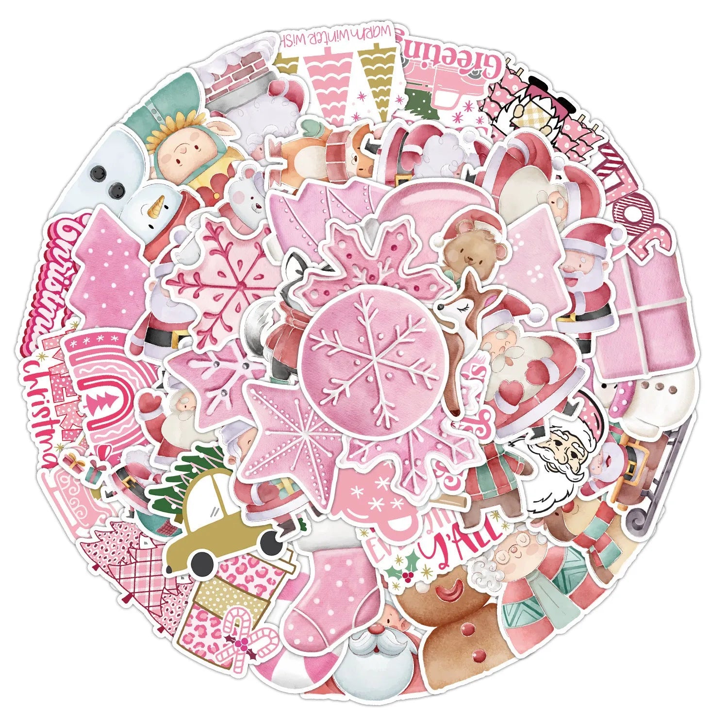 50 Christmas decoration stickers waterproof cute style for car phone laptop guitar 4-8cm