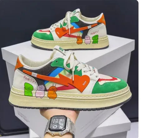 Lace-up casual sneakers in youth fashion style with wear-resistant soles