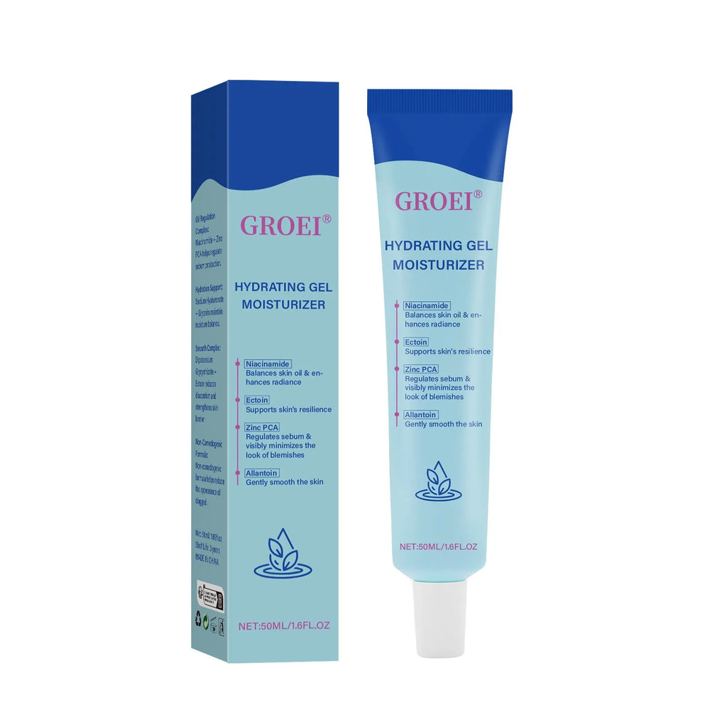50ml moisturising facial gel pot with hyaluronic acid for skin hydration