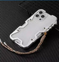 Robot Arm metal frame phone case for iPhone 13 Pro Max in silver with tempered film included