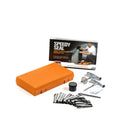 Emergency rubber strip tyre repair tool set in high-visibility case with tyre pressure gauge and repair tools