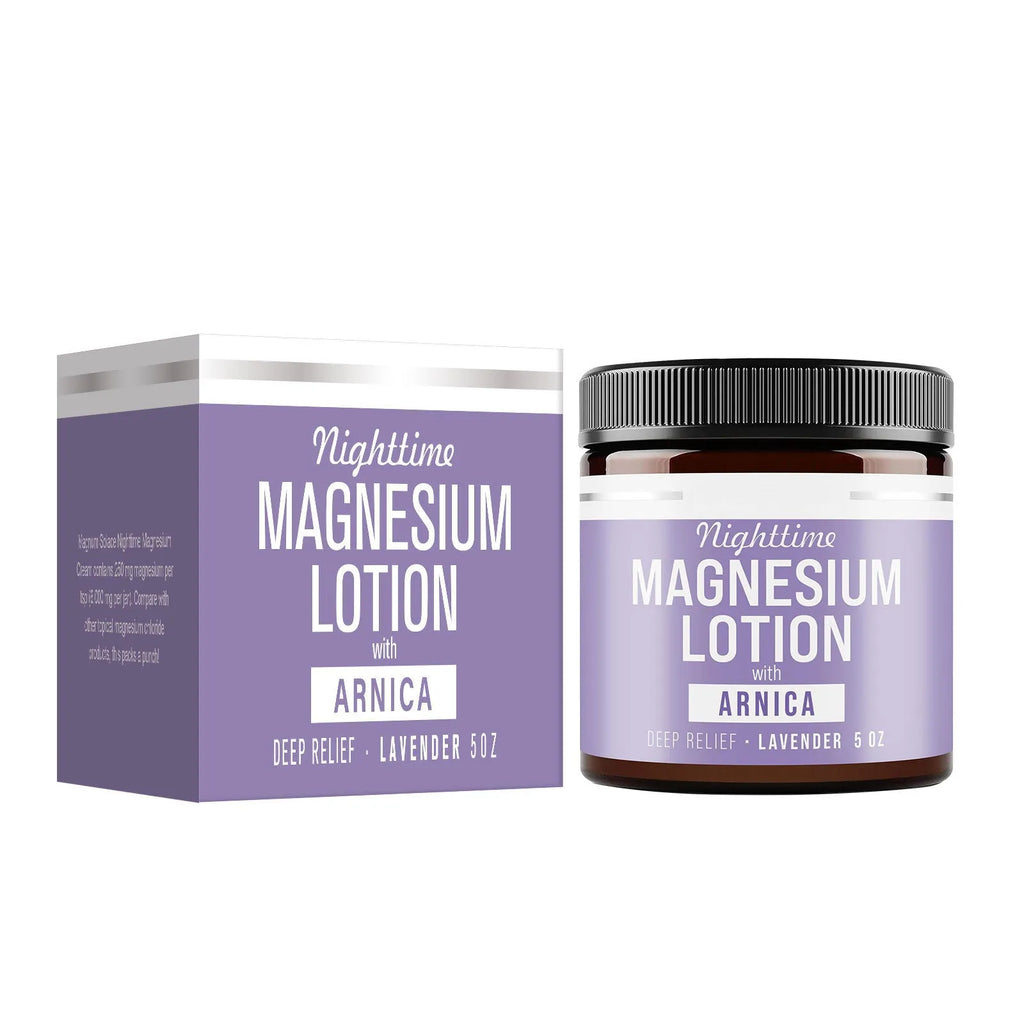 Jar of Magnesium Body Butter Cream 150ml with shea butter and grape seed oil ingredients
