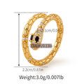 Snake-shaped adjustable index finger ring with gold colour finish and diamond-treated surface