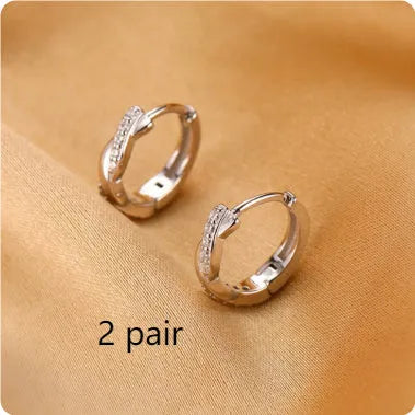 Geometric women's copper earrings with interwoven hemp rope in gold or silver diamond finish
