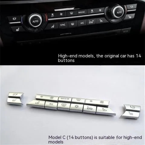 Silver car air conditioning control panel replacement buttons and CD digital button stickers set