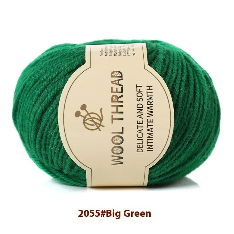 Roll of domestic wool knitting yarn for 10 needles in various colours including green, red, and blue