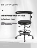 Black leather dental chair with hydraulic lift mechanism for dental hospital use