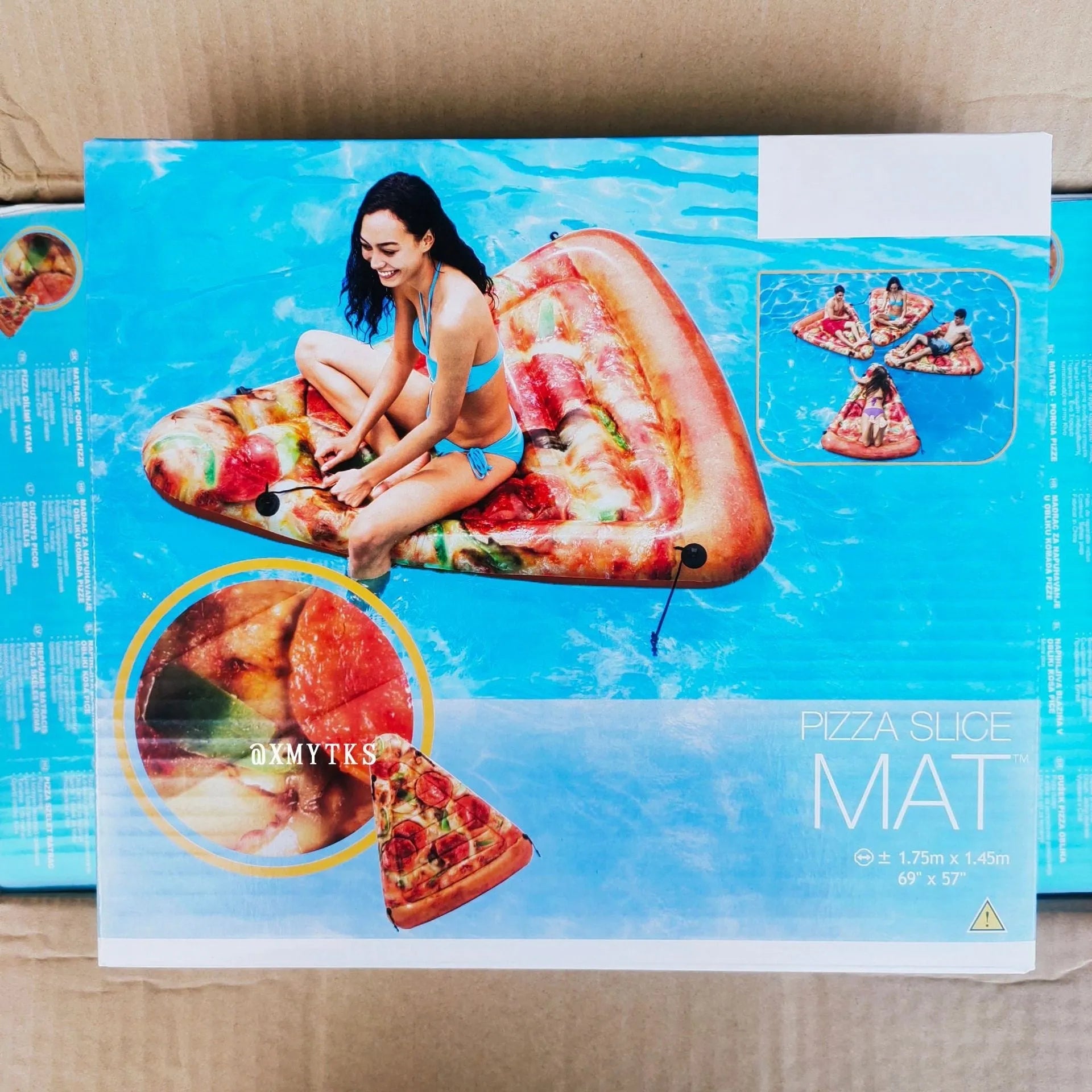 Pizza pattern inflatable surfboard float 175cm long for pool swimming