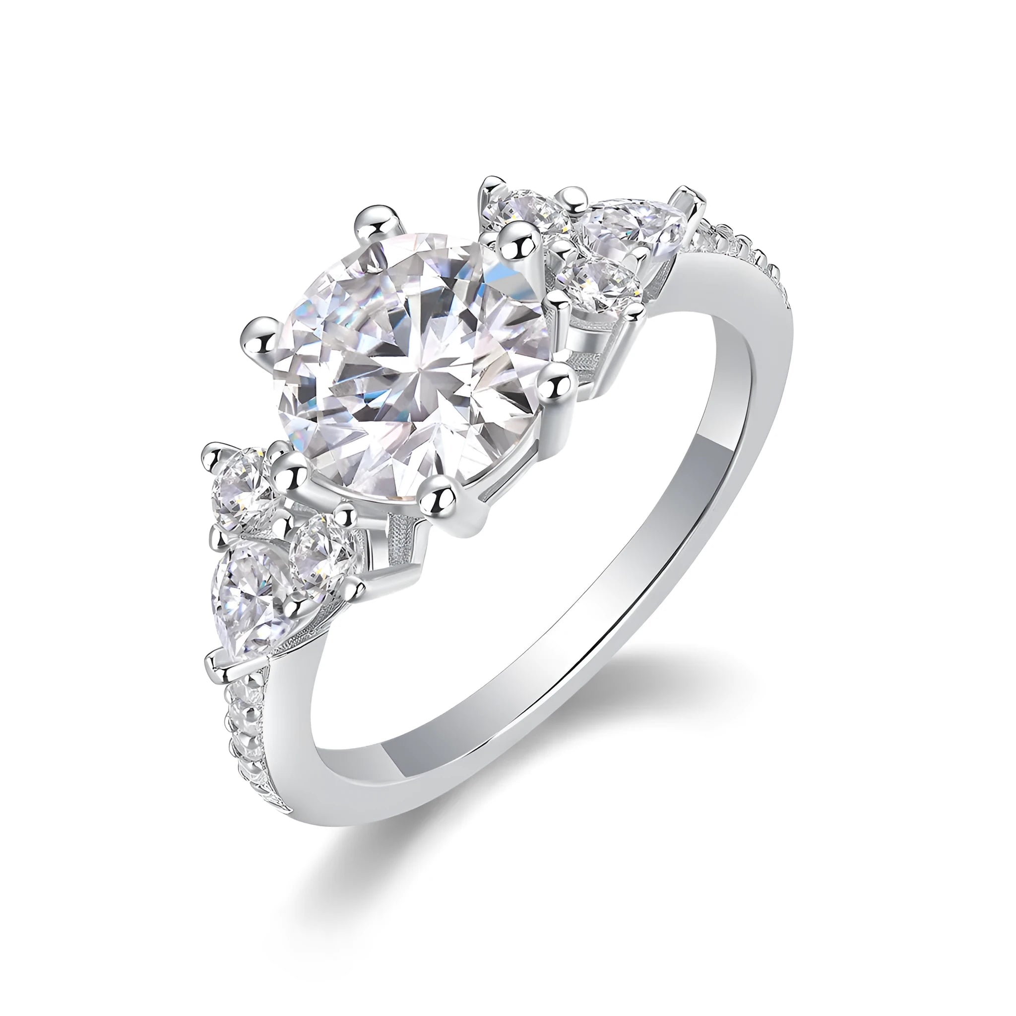 2 carat moissanite wedding ring set S925 silver platinum plated with GRA certificate in gift box