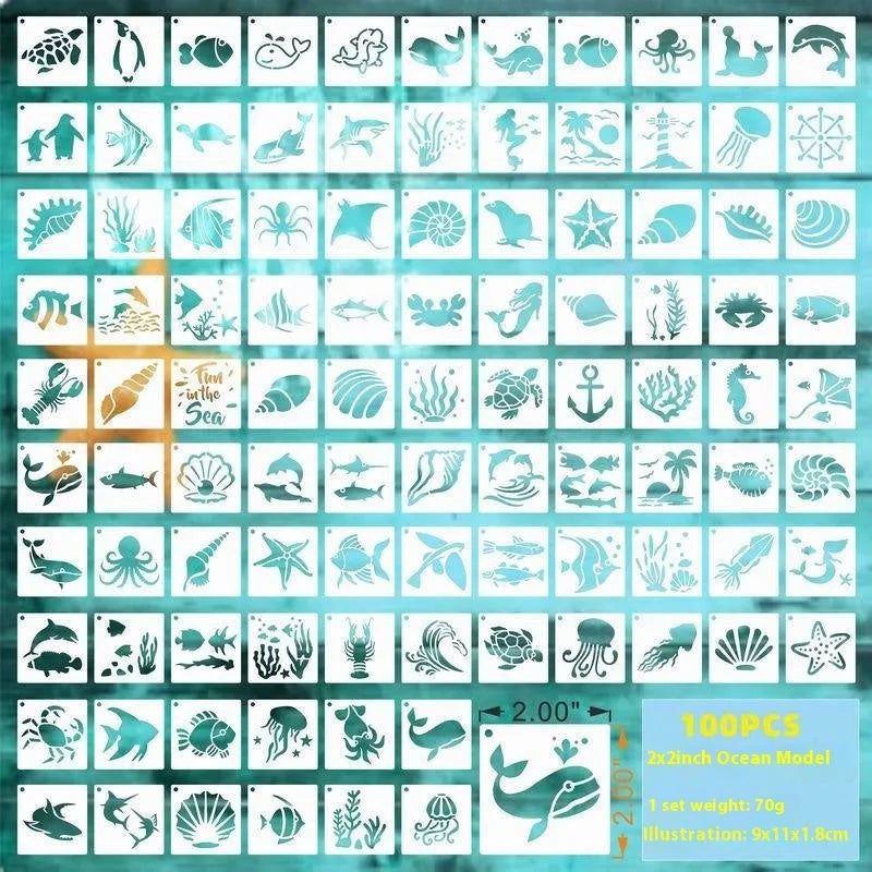 Milky white PET film spray painting stencils showing animal, Hawaii, flower, letter, ocean, bird and mandala designs