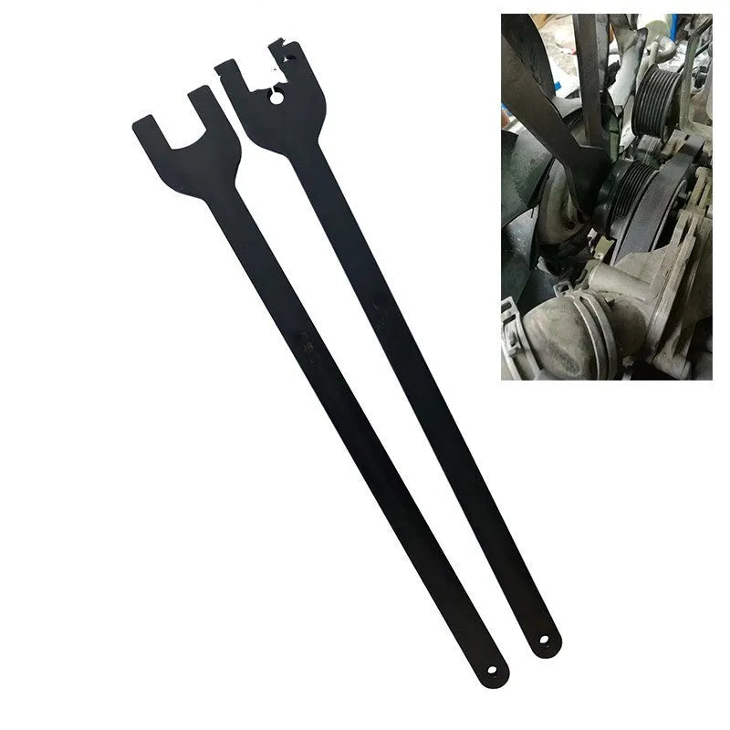 Land Rover fan wrench set with 36mm and 40mm alloy steel spanners on a workbench