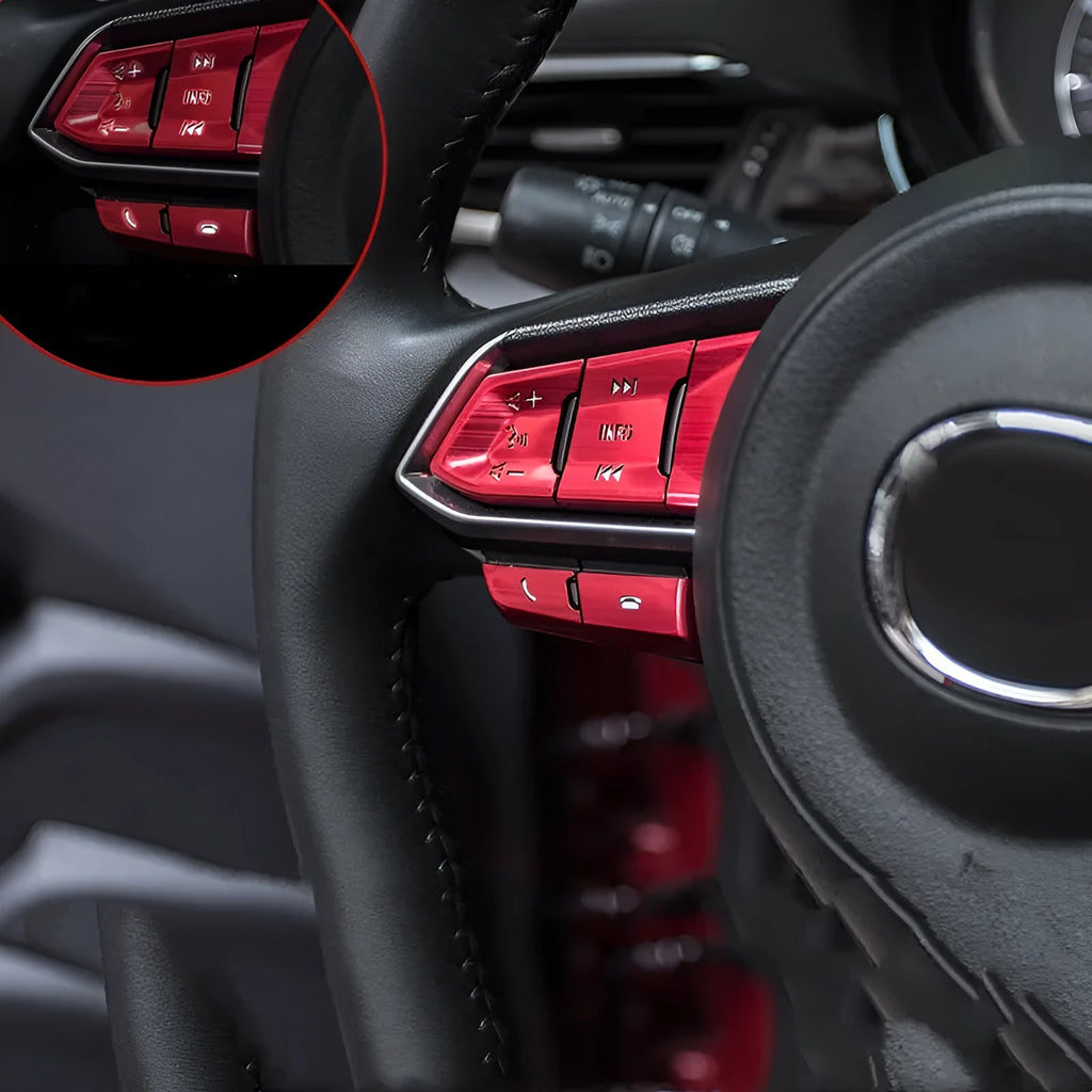 Aluminium alloy car interior decorative stickers pack with steering wheel buttons and trim options