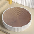 Round green and white 55cm cat scratching board with corrugated cardboard texture and replacement pads