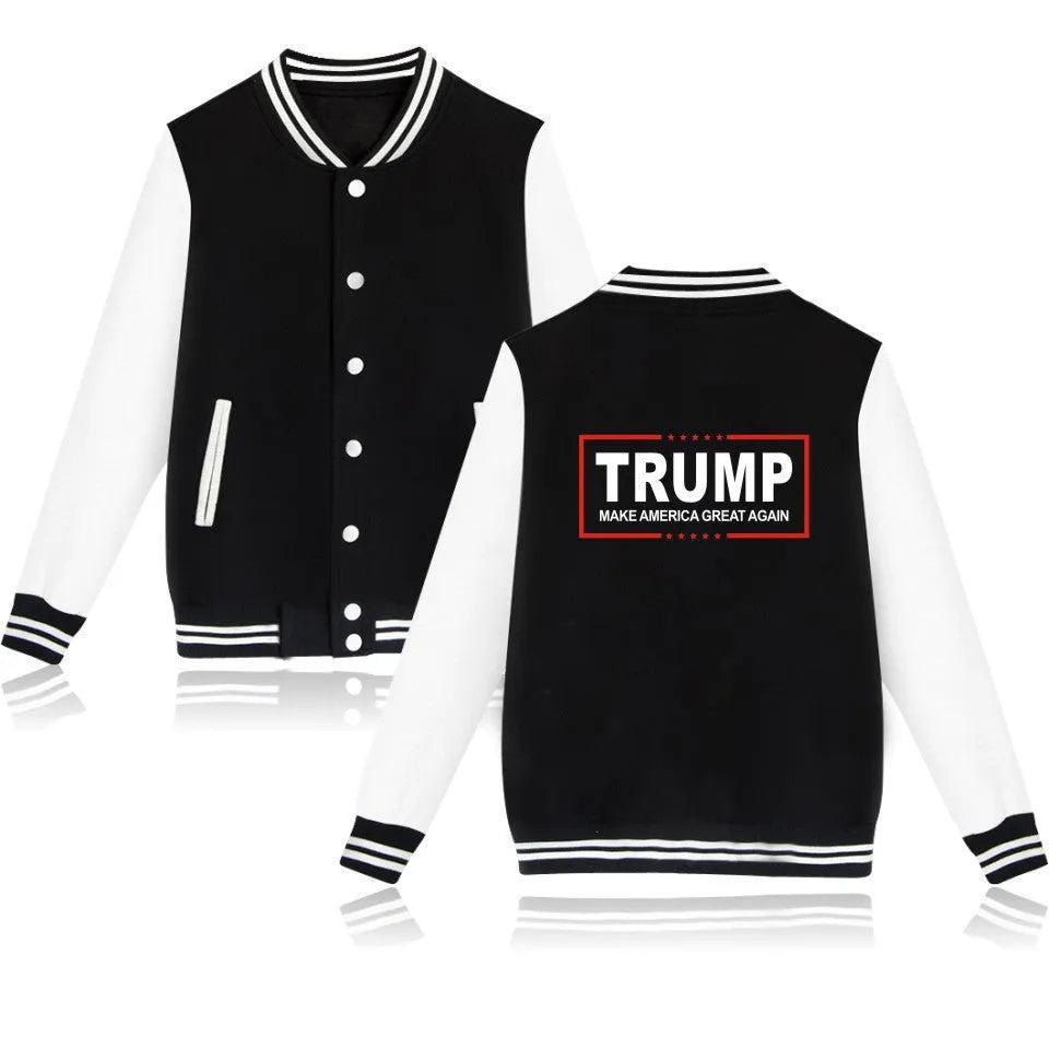 President Trump cotton sweater in Black, front view, available in sizes XS to 4XL