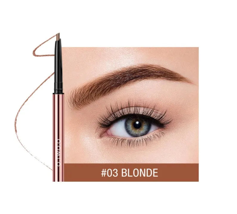 Eyebrow make-up pencil set showing six colour shades in slim pencil design with colour box packaging