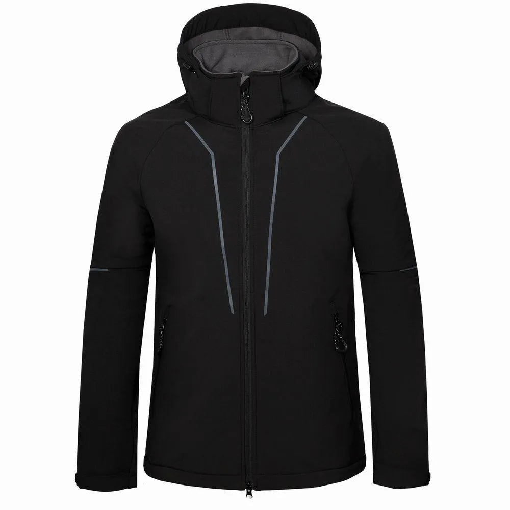 Polyester mountaineering sport jacket in black for hiking and climbing