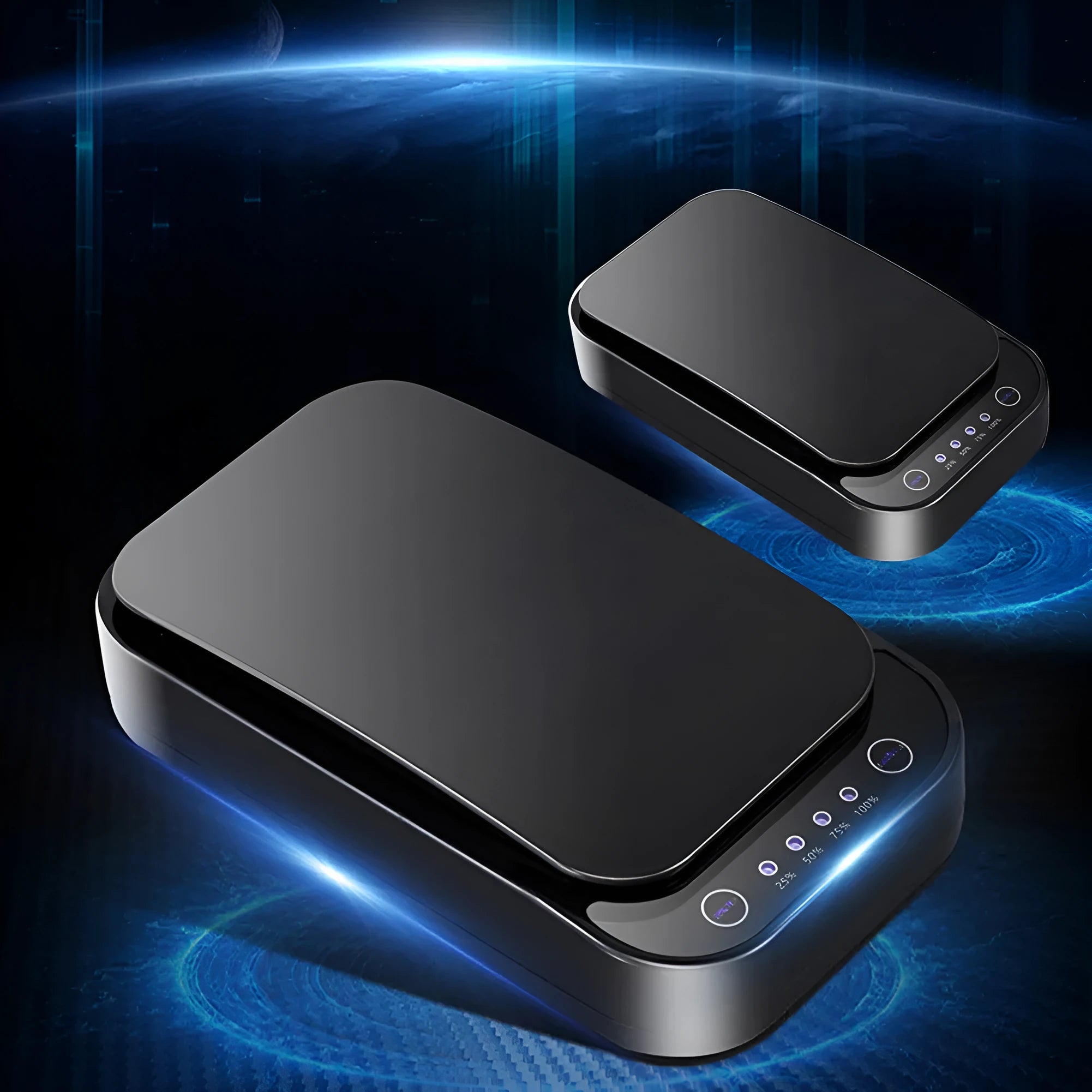 Blue and white ultraviolet disinfection box for mobile phones with 253.7nm UV-C light