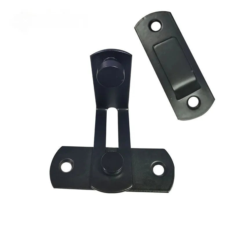 Warehouse sliding door lock with 90-degree hasp in black carbon steel construction