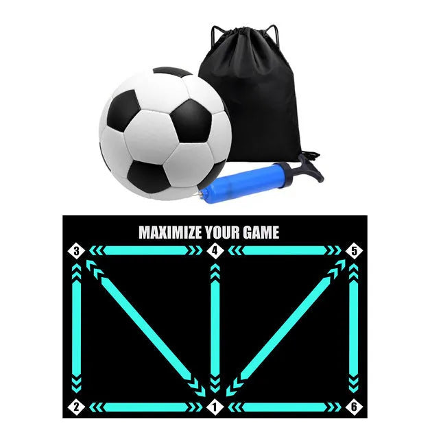 Rubber football training mat for indoor skill practice and foot basket drills