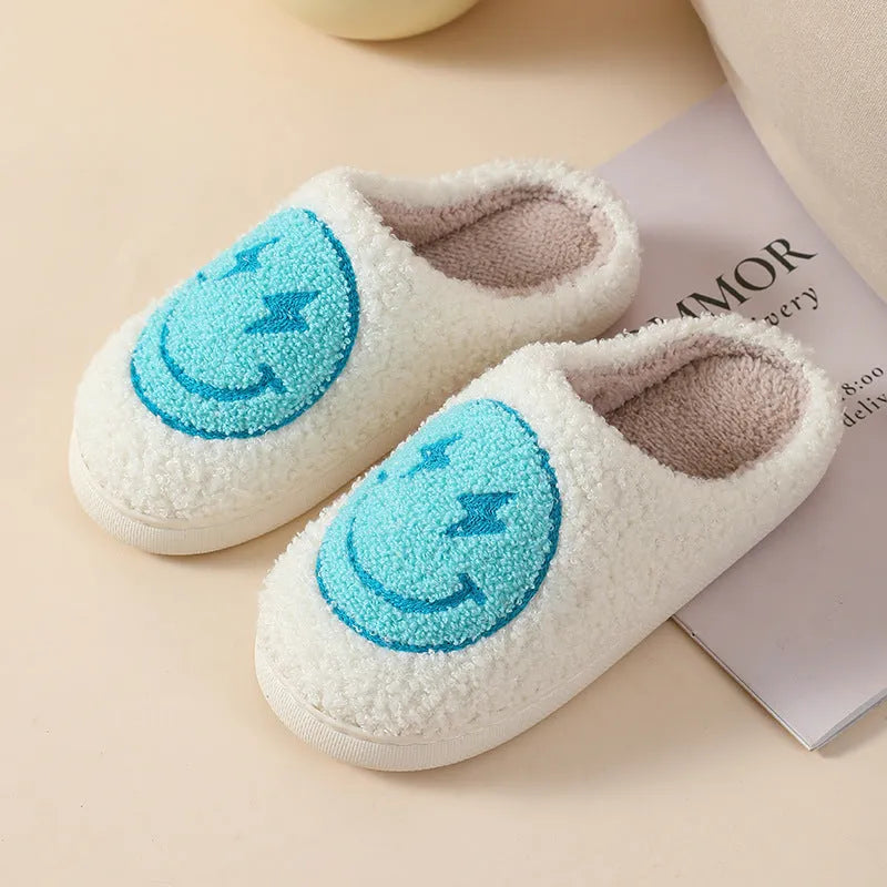 Plush cartoon love style slippers for women with non-slip PVC soles in multiple colours.