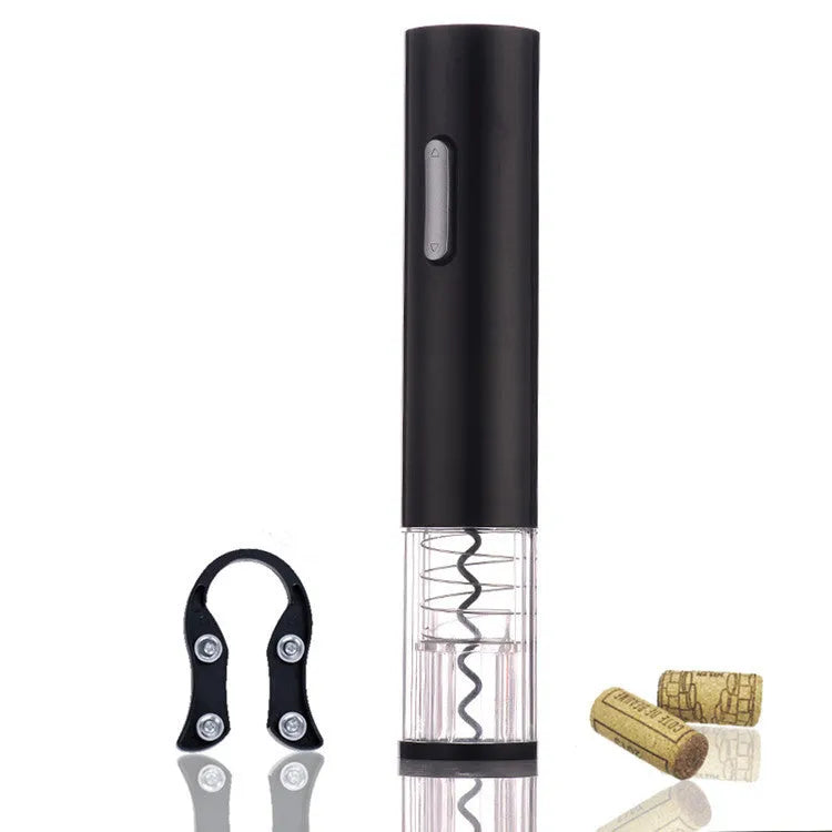 Electric wine opener with foil cutter in red, black and white colour options showing compact design