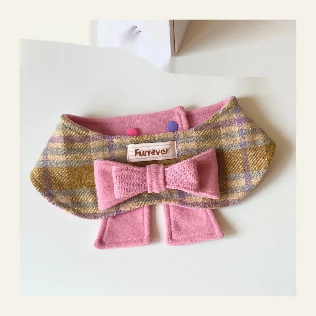My Maillard Puppy Bow Bib in Maillard Gift Bib colour attached to a matching polyester collar, available in multiple sizes for dogs