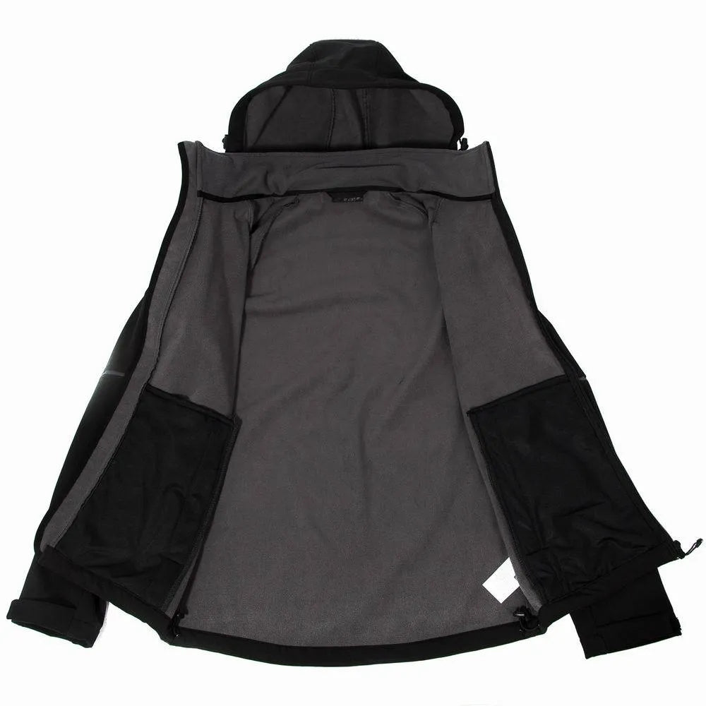 Polyester mountaineering sport jacket in black for hiking and climbing