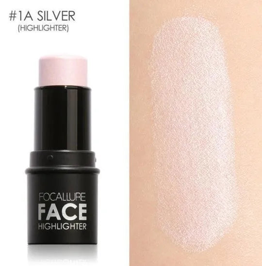 Face contour highlighter cream pot with four shade options A, B, C, D for cheekbone highlighting