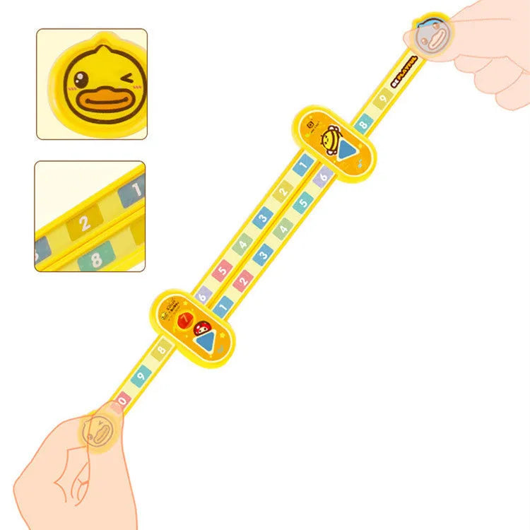 Yellow plastic children's digital resolution ruler measuring 24.5cm with cartoon educational design