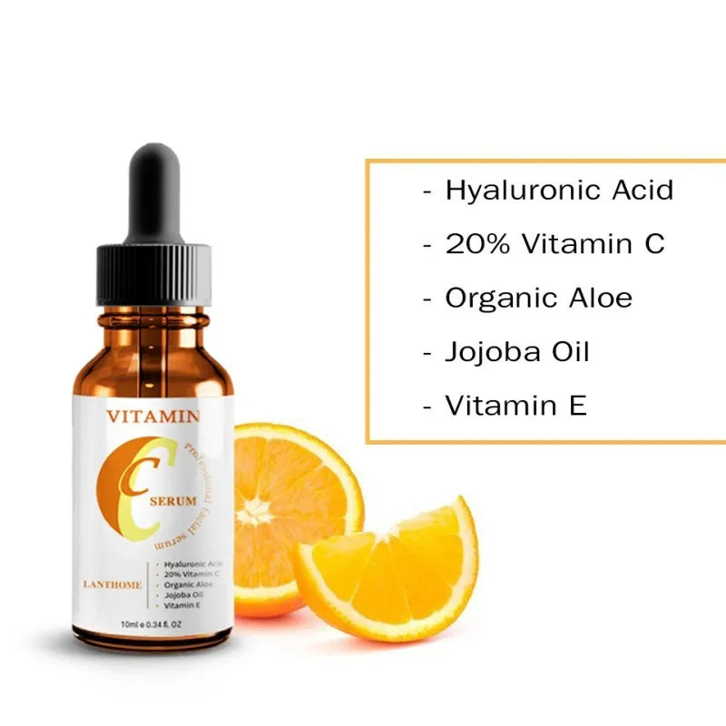 10ml bottle of vitamin C hyaluronic acid facial serum for brightening and moisturising