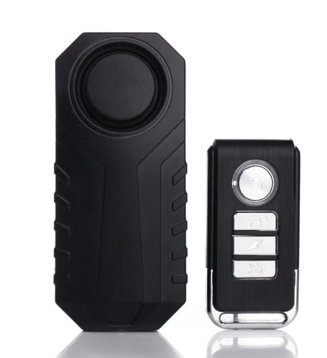 Elecpow bike alarm remote control in black with waterproof IP55 case and vibration sensor mounted on a bicycle frame