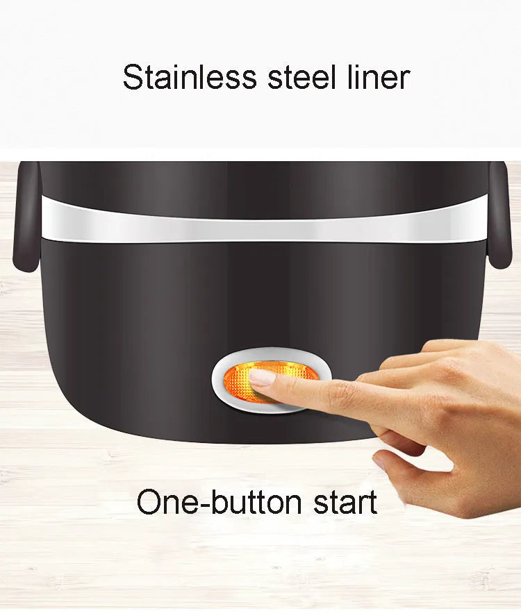 USB-powered electric lunch box showing two-layer design with heating element