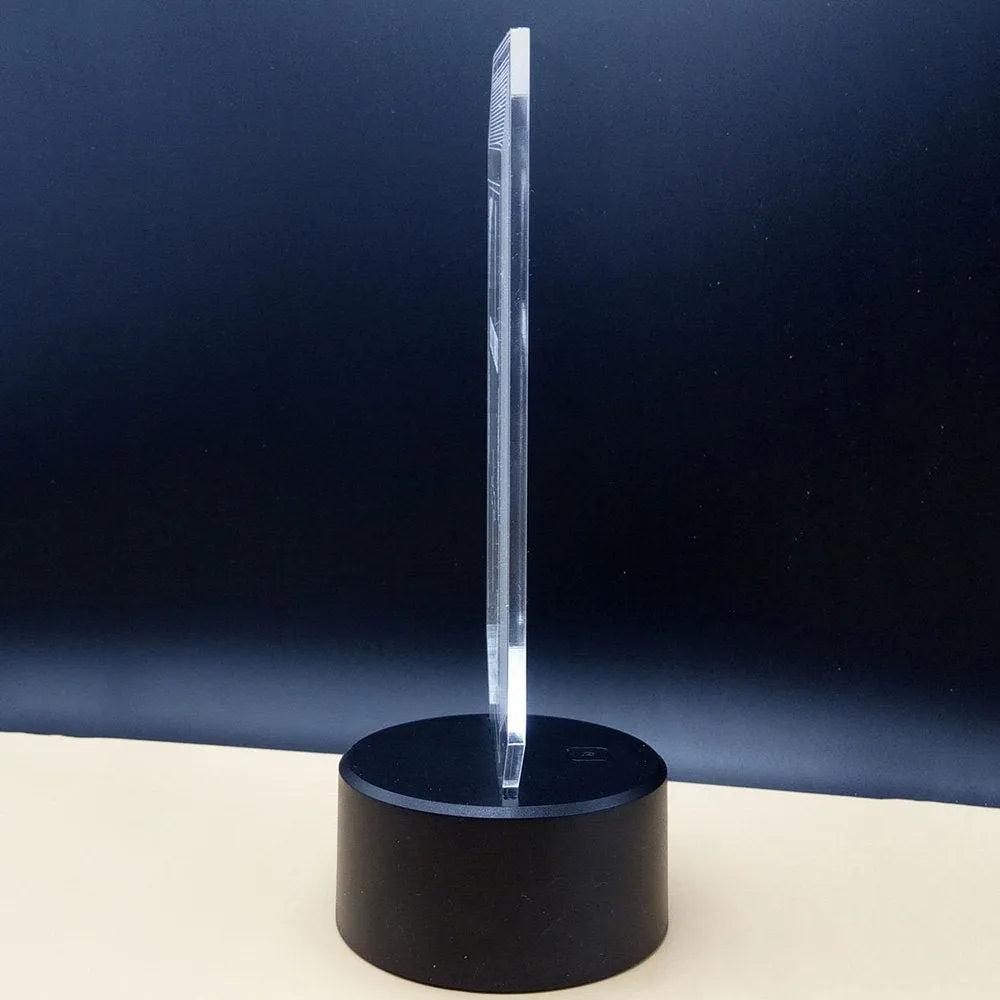 3D brain illusion LED desk lamp with acrylic construction and remote control showing colour changing display