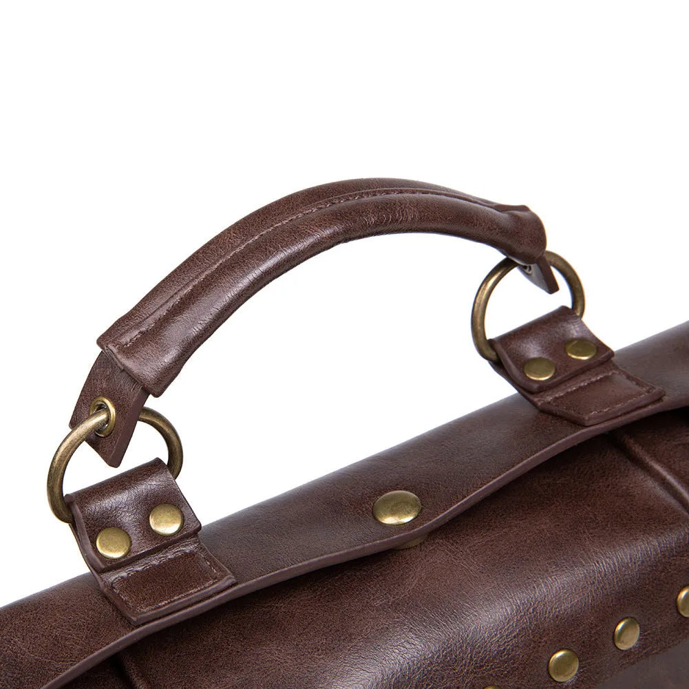 Bronze steampunk industrial retro style shoulder bag with metal hardware