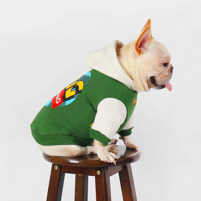 Green cotton dog coat for large dogs, sizes L to 4XL, for autumn and winter