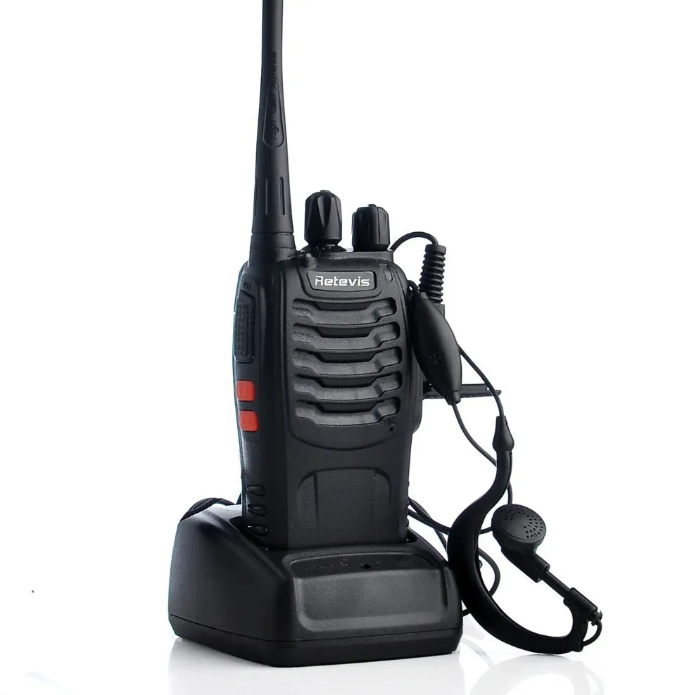 Black civil walkie talkie with antenna, 60x33x115mm dimensions, single band UHF 400-470MHz