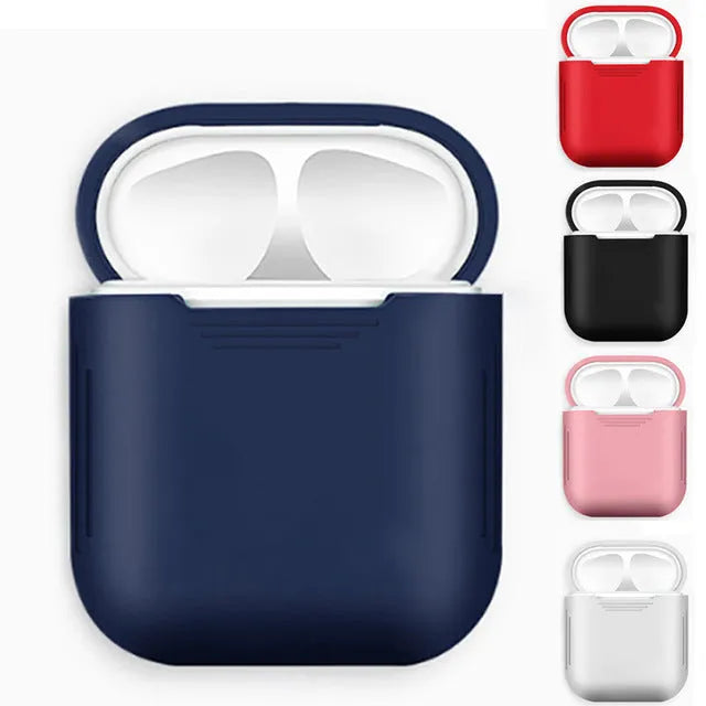 Silicone shockproof case for Apple AirPods with anti-loss lanyard in multiple colour options