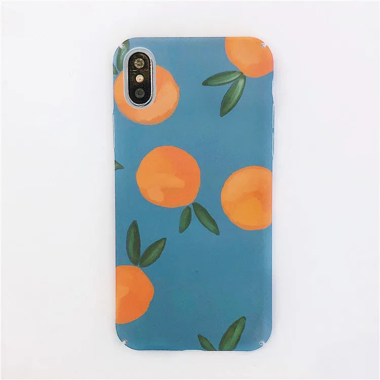 Orange retro plastic back cover phone case for iPhone with water and blue background design