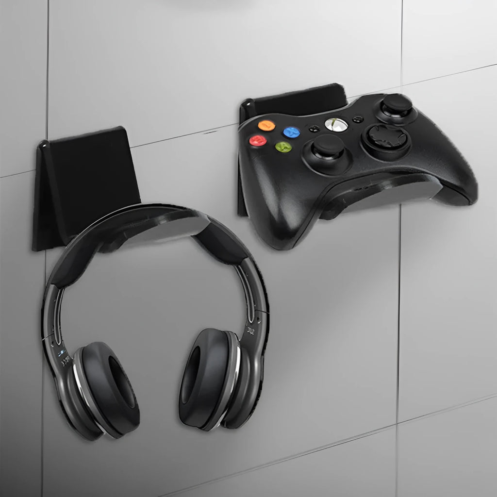 Universal game controller mounting bracket in black colour for wall or door installation