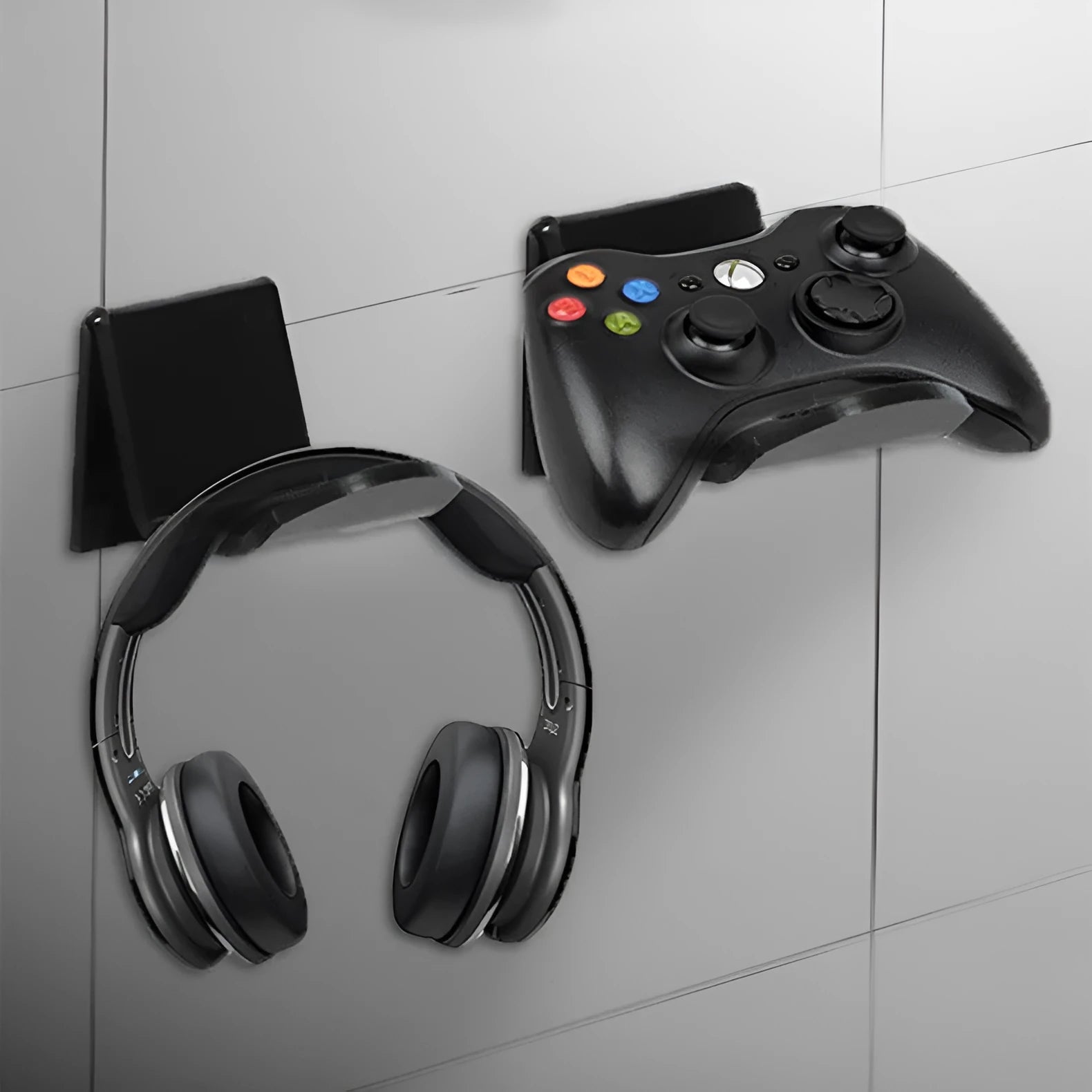 Universal game controller mounting bracket in black colour for wall or door installation